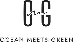 Ocean Meets Green Logo with black font and transparent background