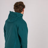Full body image of Ocean Meets Green men's golf hoodie Wave in pine, showing the back