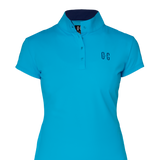 Hollowman image of Ocean Meets Green women's golf polo Moana in light blue, front view