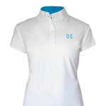 Hollowman image of Ocean Meets Green women's golf polo Moana in white, front view
