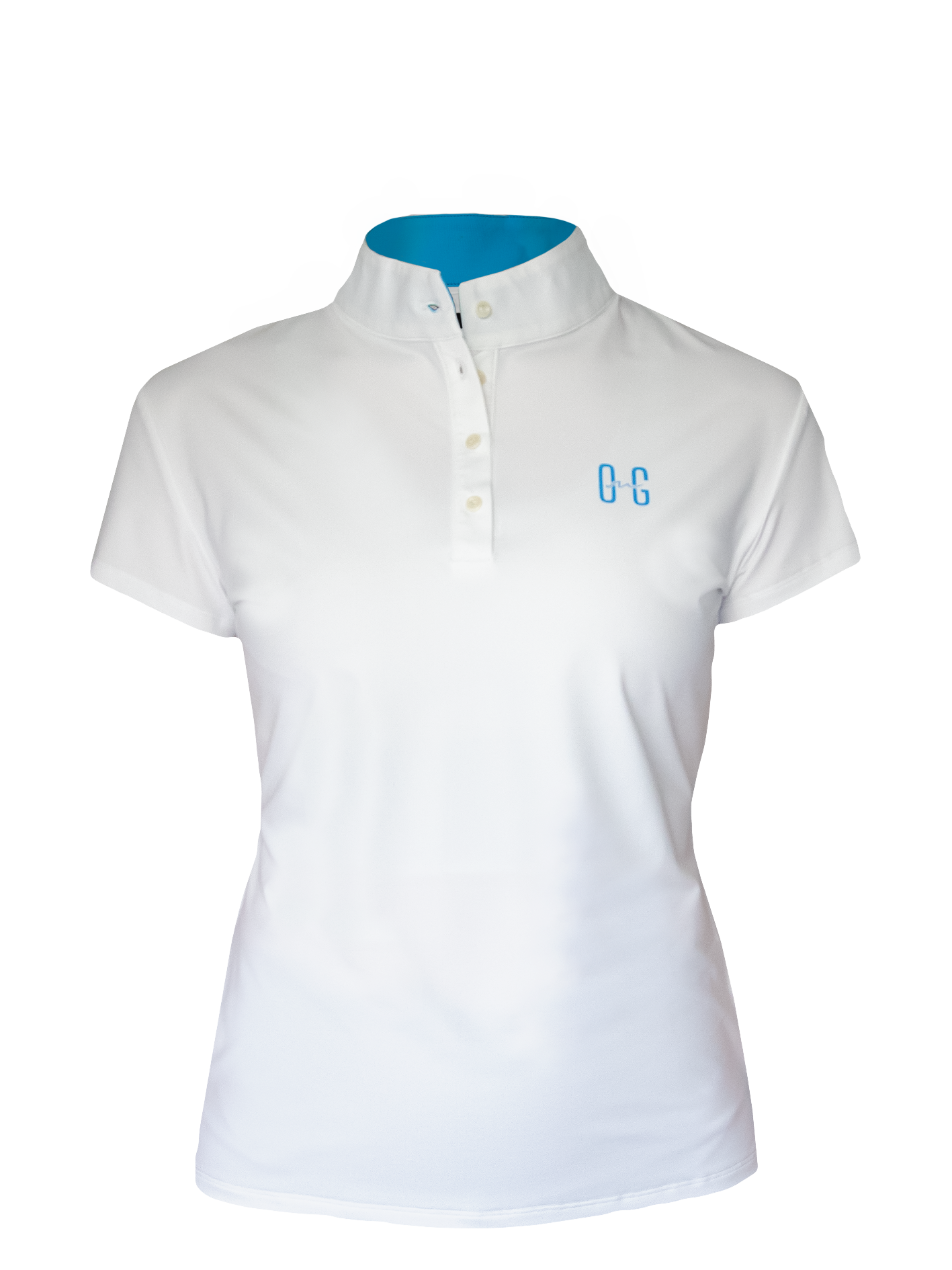 Hollowman image of Ocean Meets Green women's golf polo Moana in white, front view
