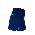 Hollowman image of Ocean Meets Green women's golf skirt Tide in navy, side view
