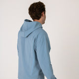 Full body image of Ocean Meets Green men's golf hoodie Wave in ice, showing the logo
