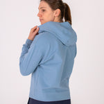 Fullbody image of Ocean Meets Green women's golf hoodie Flow in ice