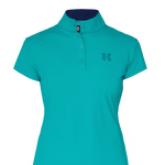 Hollowman image of Ocean Meets Green women's golf polo Moana in green, front view
