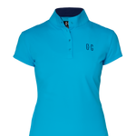 Hollowman image of Ocean Meets Green women's golf polo Moana in light blue, front view