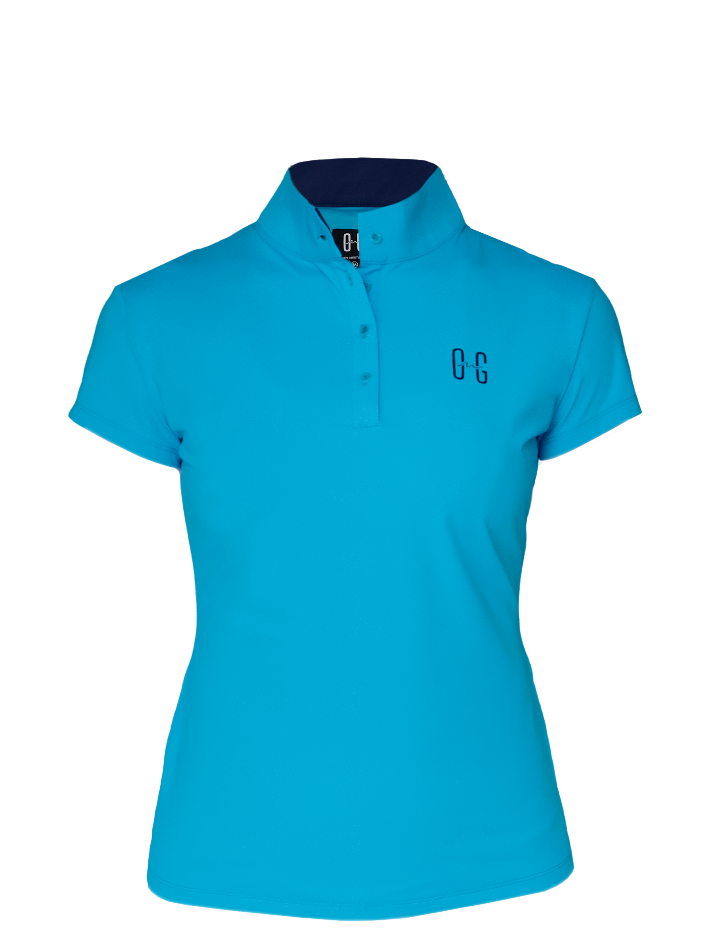 Hollowman image of Ocean Meets Green women's golf polo Moana in light blue, front view