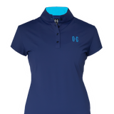 Hollowman image of Ocean Meets Green women's golf polo Moana in navy, front view