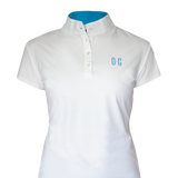 Hollowman image of Ocean Meets Green women's golf polo Moana in white, front view